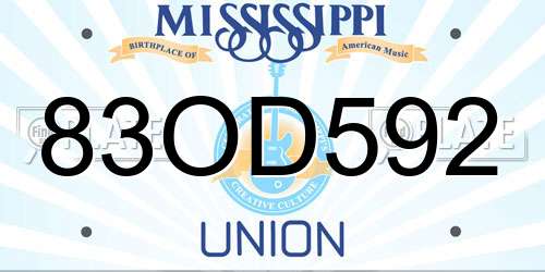 83OD592 Mississippi License Plate