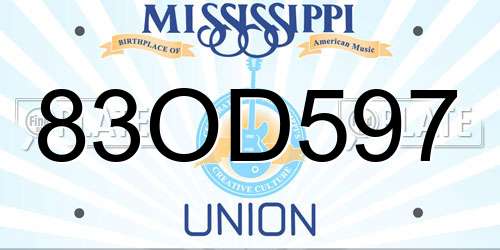 83OD597 Mississippi License Plate