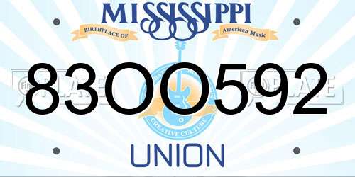 83OO592 Mississippi License Plate