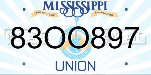 83OO897 Mississippi License Plate