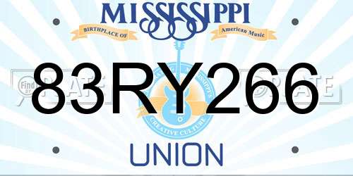 83RY266 Mississippi License Plate