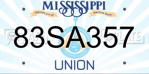 83SA357 Mississippi License Plate