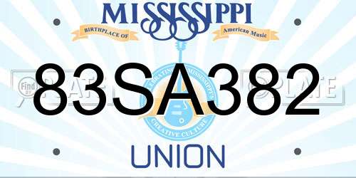 83SA382 Mississippi License Plate
