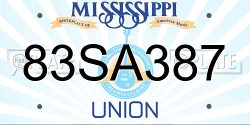 83SA387 Mississippi License Plate