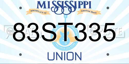 83ST335 Mississippi License Plate