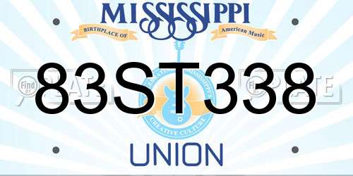 83ST338 Mississippi License Plate