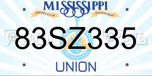 83SZ335 Mississippi License Plate
