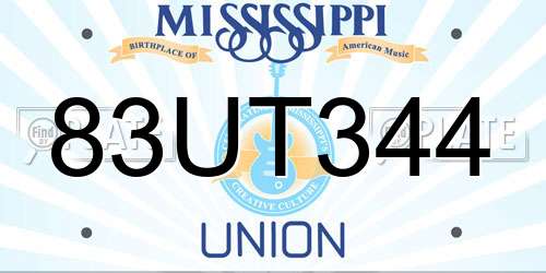 83UT344 Mississippi License Plate