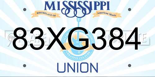 83XG384 Mississippi License Plate