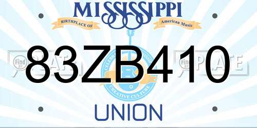 83ZB410 Mississippi License Plate