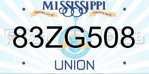 83ZG508 Mississippi License Plate