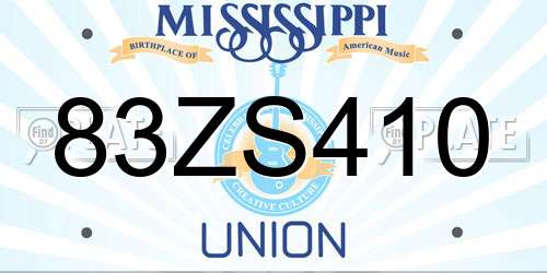 83ZS410 Mississippi License Plate