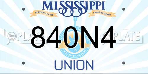 840N4 Mississippi License Plate