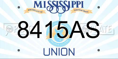 8415AS Mississippi License Plate