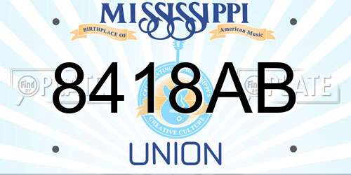 8418AB Mississippi License Plate