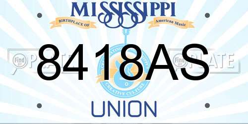 8418AS Mississippi License Plate