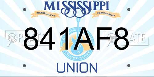 841AF8 Mississippi License Plate