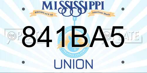 841BA5 Mississippi License Plate