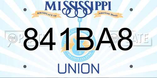 841BA8 Mississippi License Plate