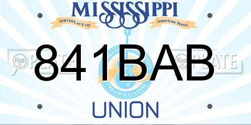 841BAB Mississippi License Plate