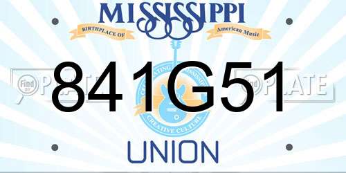 841G51 Mississippi License Plate