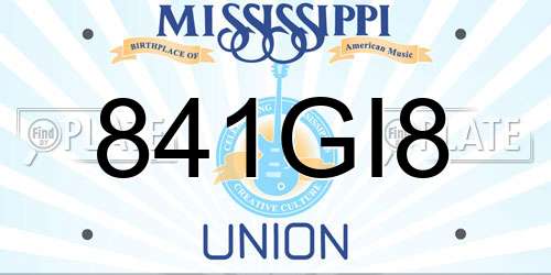 841GI8 Mississippi License Plate