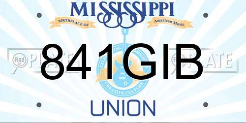 841GIB Mississippi License Plate