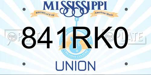841RK0 Mississippi License Plate