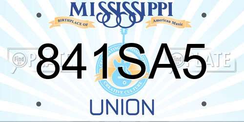 841SA5 Mississippi License Plate