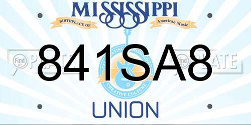 841SA8 Mississippi License Plate