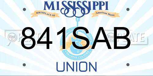841SAB Mississippi License Plate
