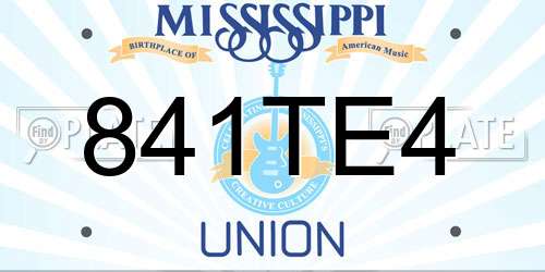 841TE4 Mississippi License Plate