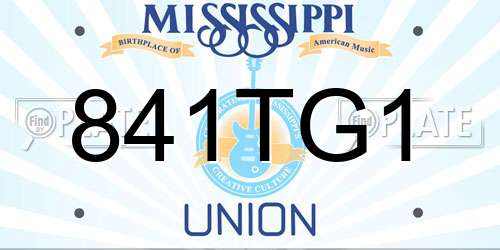 841TG1 Mississippi License Plate