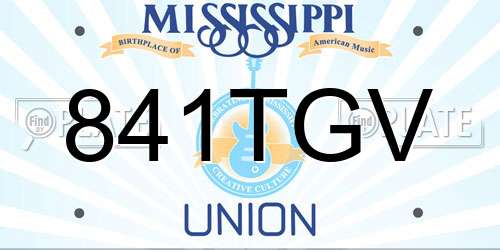 841TGV Mississippi License Plate