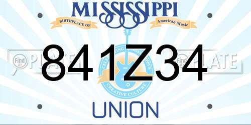 841Z34 Mississippi License Plate