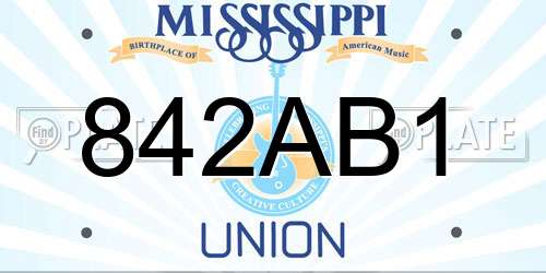 842AB1 Mississippi License Plate
