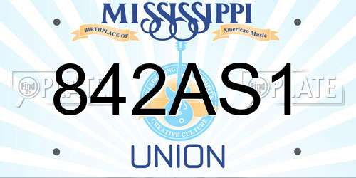 842AS1 Mississippi License Plate