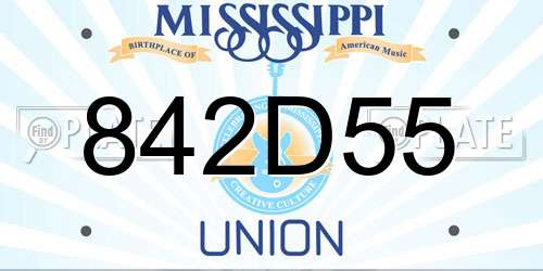 842D55 Mississippi License Plate