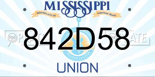 842D58 Mississippi License Plate