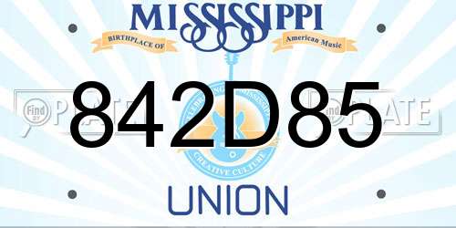 842D85 Mississippi License Plate