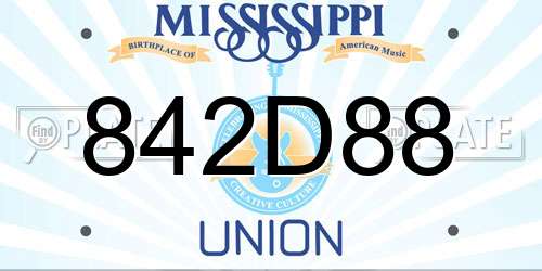 842D88 Mississippi License Plate