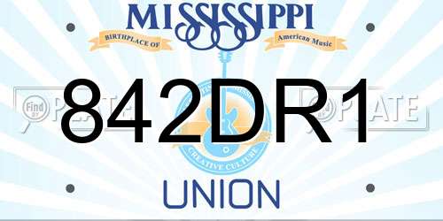 842DR1 Mississippi License Plate