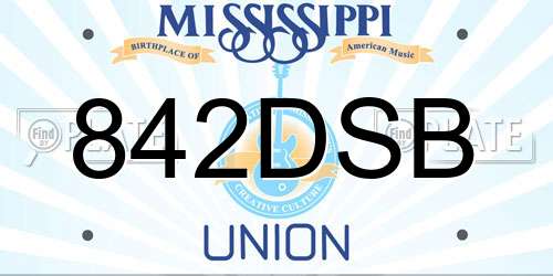 842DSB Mississippi License Plate
