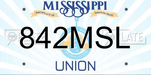 842MSL Mississippi License Plate
