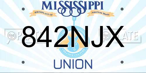 842NJX Mississippi License Plate