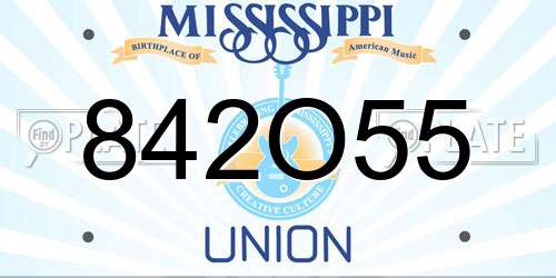 842O55 Mississippi License Plate