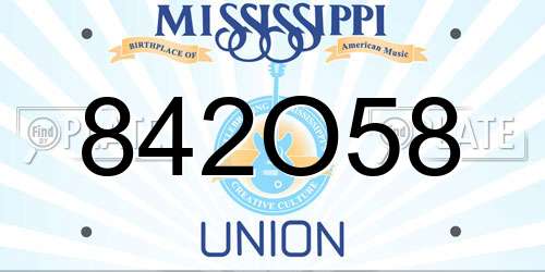 842O58 Mississippi License Plate