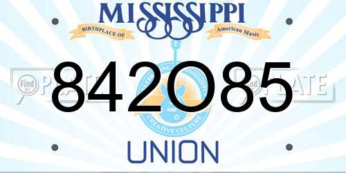 842O85 Mississippi License Plate