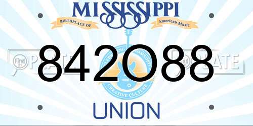 842O88 Mississippi License Plate