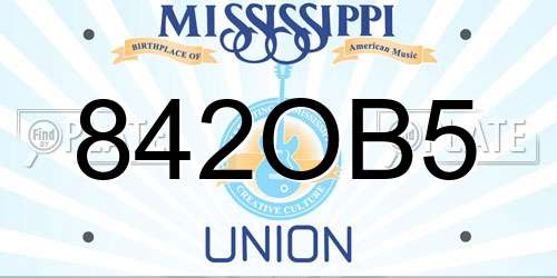 842OB5 Mississippi License Plate